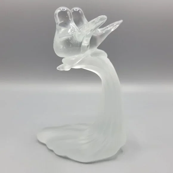 Vintage Artmark Glass Crystal Clear & Frosted Branch Love Birds Figurine 5.5" - Picture 4 of 15